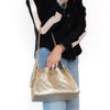 Chanel 25 Small Metallic Gold Caviar Leather Hobo Bag