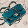 Chanel Blue Green Patent Mini Rectangular Flap Bag