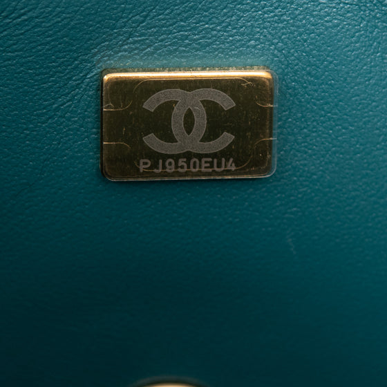 Chanel Blue Green Patent Mini Rectangular Flap Bag