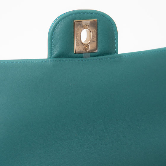 Chanel Blue Green Patent Mini Rectangular Flap Bag