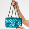 Chanel Blue Green Patent Mini Rectangular Flap Bag