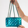 Chanel Blue Green Patent Mini Rectangular Flap Bag