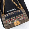 Chanel Khaki Fantasy Tweed Old Medium Boy Bag
