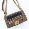 Chanel Khaki Fantasy Tweed Old Medium Boy Bag