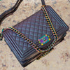 Chanel Quilted Boy Bag Iridescent Purple