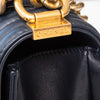 Chanel Navy Blue Chevron Leather Large Boy Bag