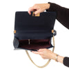 Chanel Navy Blue Chevron Leather Large Boy Bag