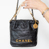 Chanel Black 22 Mini Black Bag  Gold Tone