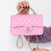 Chanel Pink And Green Mini Rectangular Top Handle Bag