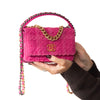 Chanel 19 Fuchsia Tweed Wallet on Chain  Bag and Coin Purse Set