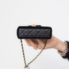 Chanel 24A Kelly Mini Nano Black Velvet  Bag