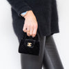 Chanel 24A Kelly Mini Nano Black Velvet  Bag