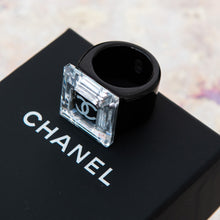  Chanel Square Crystal CC Resin Cocktail Ring