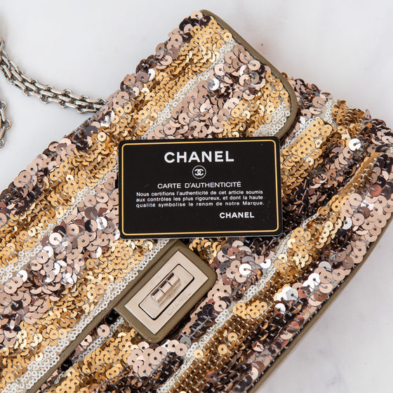 Chanel Multicolor Metallic Sequins And Patent Leather  2.55 Flap Bag