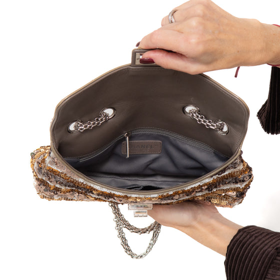 Chanel Multicolor Metallic Sequins And Patent Leather  2.55 Flap Bag