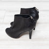 Chanel Black Leather Open Toe Ankle Boots