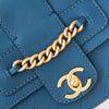 Chanel Teal Blue Top Stitch Leather Front Chain Flap Bag