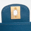 Chanel Teal Blue Top Stitch Leather Front Chain Flap Bag