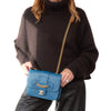 Chanel Teal Blue Top Stitch Leather Front Chain Flap Bag