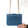 Chanel Teal Blue Top Stitch Leather Front Chain Flap Bag