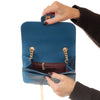 Chanel Teal Blue Top Stitch Leather Front Chain Flap Bag