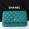 Chanel Teal Lambskin Leather Wallet On Chain Bag