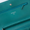 Chanel Teal Lambskin Leather Wallet On Chain Bag