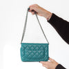 Chanel Teal Lambskin Leather Wallet On Chain Bag