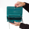 Chanel Teal Lambskin Leather Wallet On Chain Bag