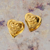 Chanel Gold Tone Clip On Heart Earrings