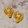 Chanel Gold Tone Clip On Heart Earrings