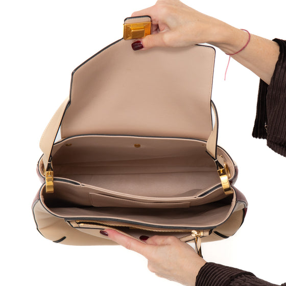 Chloé Amelia Cream Leather Shoulder Bag