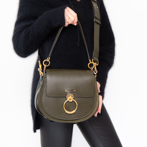 Chloe Tess Green Leather  Bag