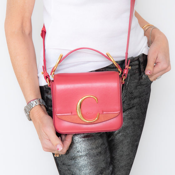 Chloe Captive Scarlet Pink Mini  C Logo Crossbody Bag