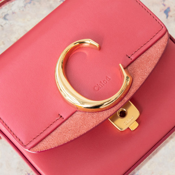 Chloe Captive Scarlet Pink Mini  C Logo Crossbody Bag