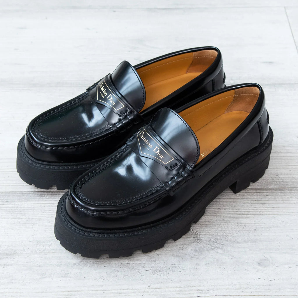 Dior Boy Black Leather Platform Loafers – EVEYSPRELOVED