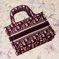 Christian Dior Burgundy Cloth Mini Book Tote Bag - EVEYSPRELOVED