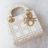 Christian Dior Lady Dior Mini Cream Satin Embellished Crystal Bag