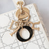 Christian Dior Lady Dior Mini Cream Satin Embellished Crystal Bag