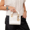 Christian Dior Lady Dior Mini Cream Satin Embellished Crystal Bag