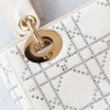 Christian Dior Lady Dior Mini Cream Satin Embellished Crystal Bag