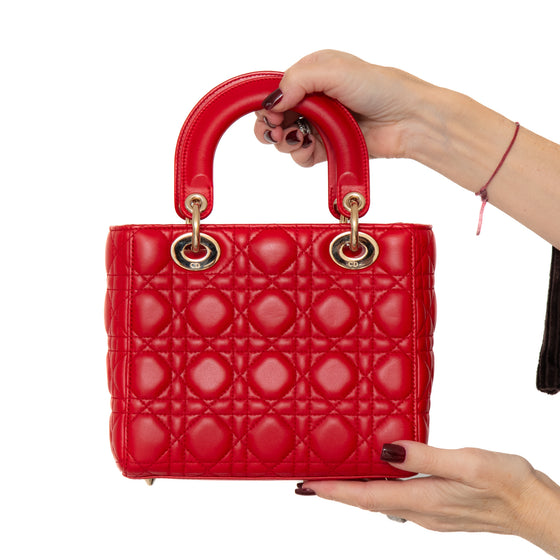 Christian Dior Lady Dior Red Leather Small Bag