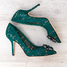  Dolce And Gabbana Green Lace Rainbow Pumps Size 37 - EVEYSPRELOVED