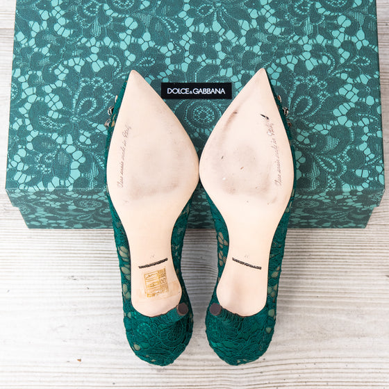 Dolce And Gabbana Green Lace Rainbow Pumps Size 37 - EVEYSPRELOVED