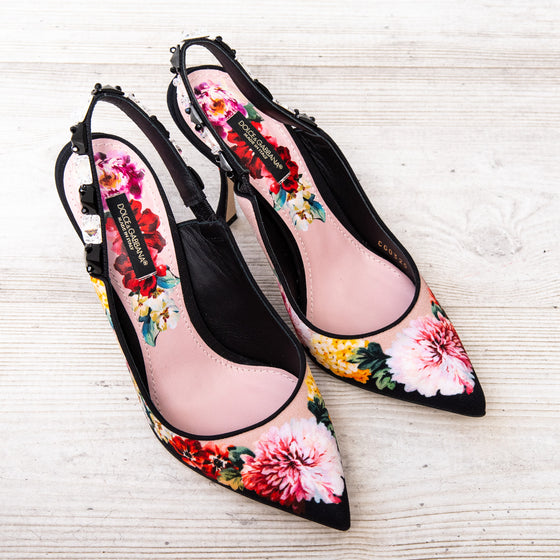 Dolce And Gabbana Floral Print Sling Back Sandals - EVEYSPRELOVED