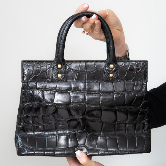 Donna Karan Vintage Black Alligator Handbag