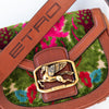 Etro Milano Pegaso Tan Leather Paisley Jacquard Crossbody Bag