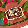 Etro Milano Pegaso Tan Leather Paisley Jacquard Crossbody Bag