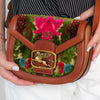 Etro Milano Pegaso Tan Leather Paisley Jacquard Crossbody Bag