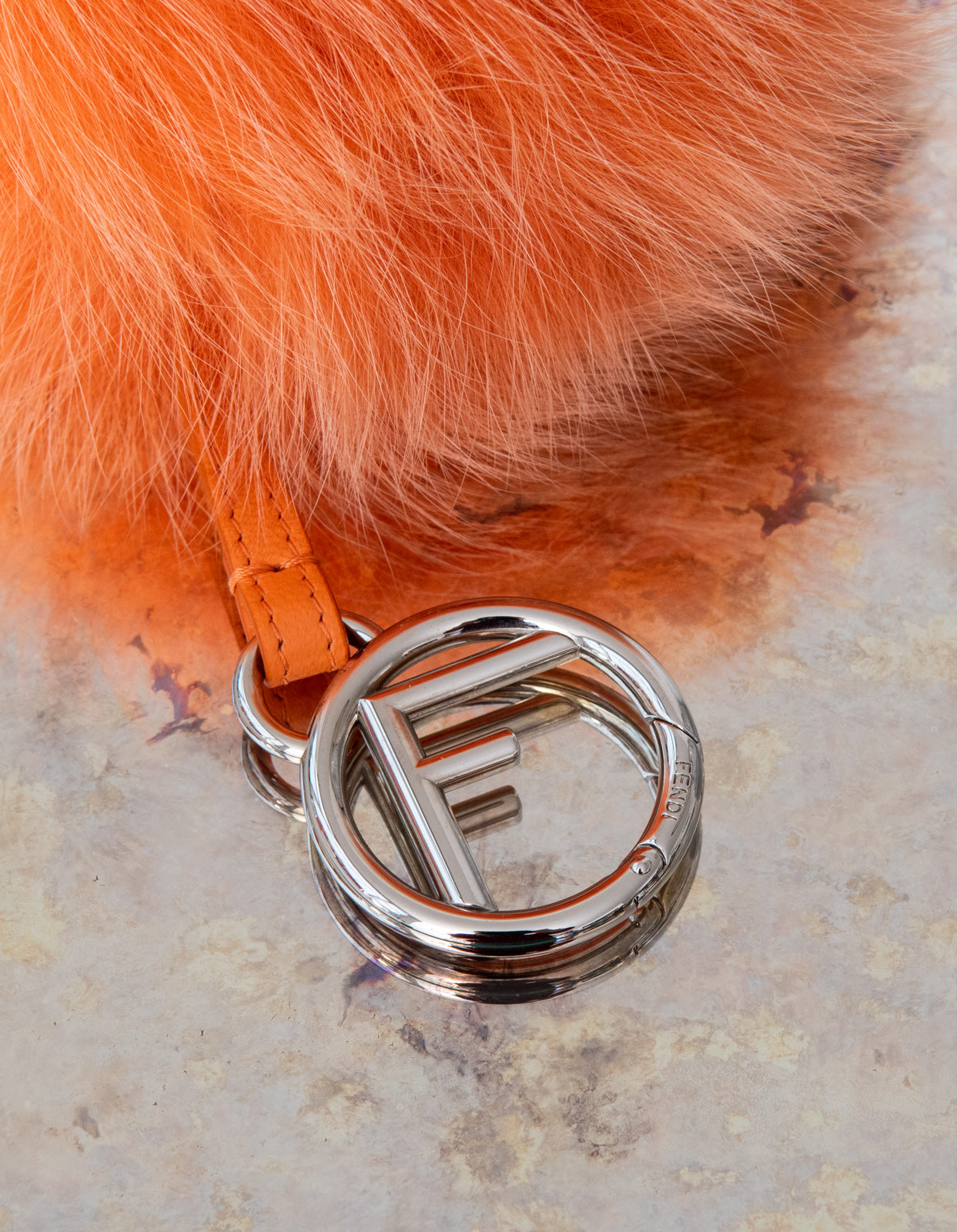 Fendi Orange Fur Pom Pom Key Ring - EVEYSPRELOVED